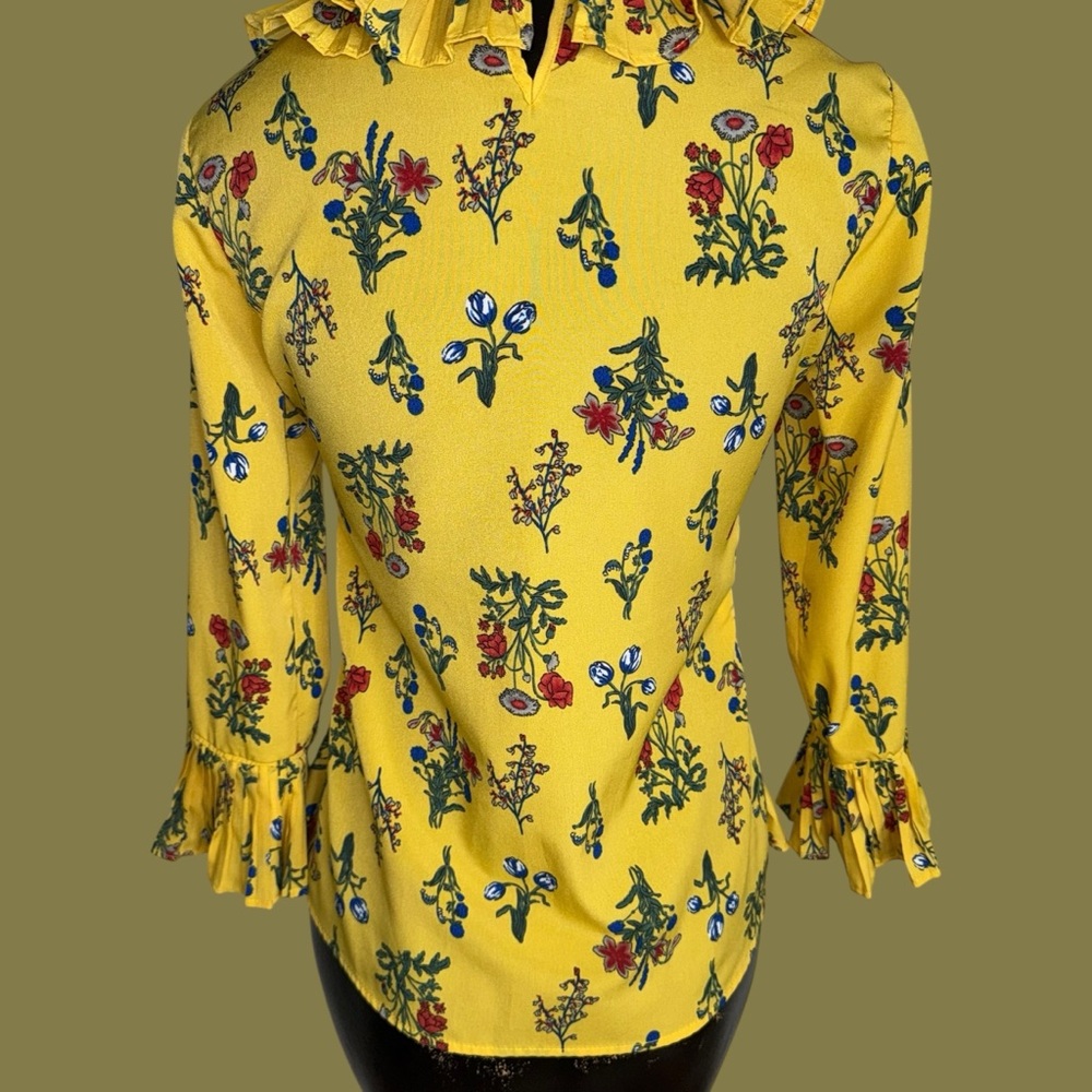 Acme Floral Yellow Ruffle Blouse - Picture 7 of 16